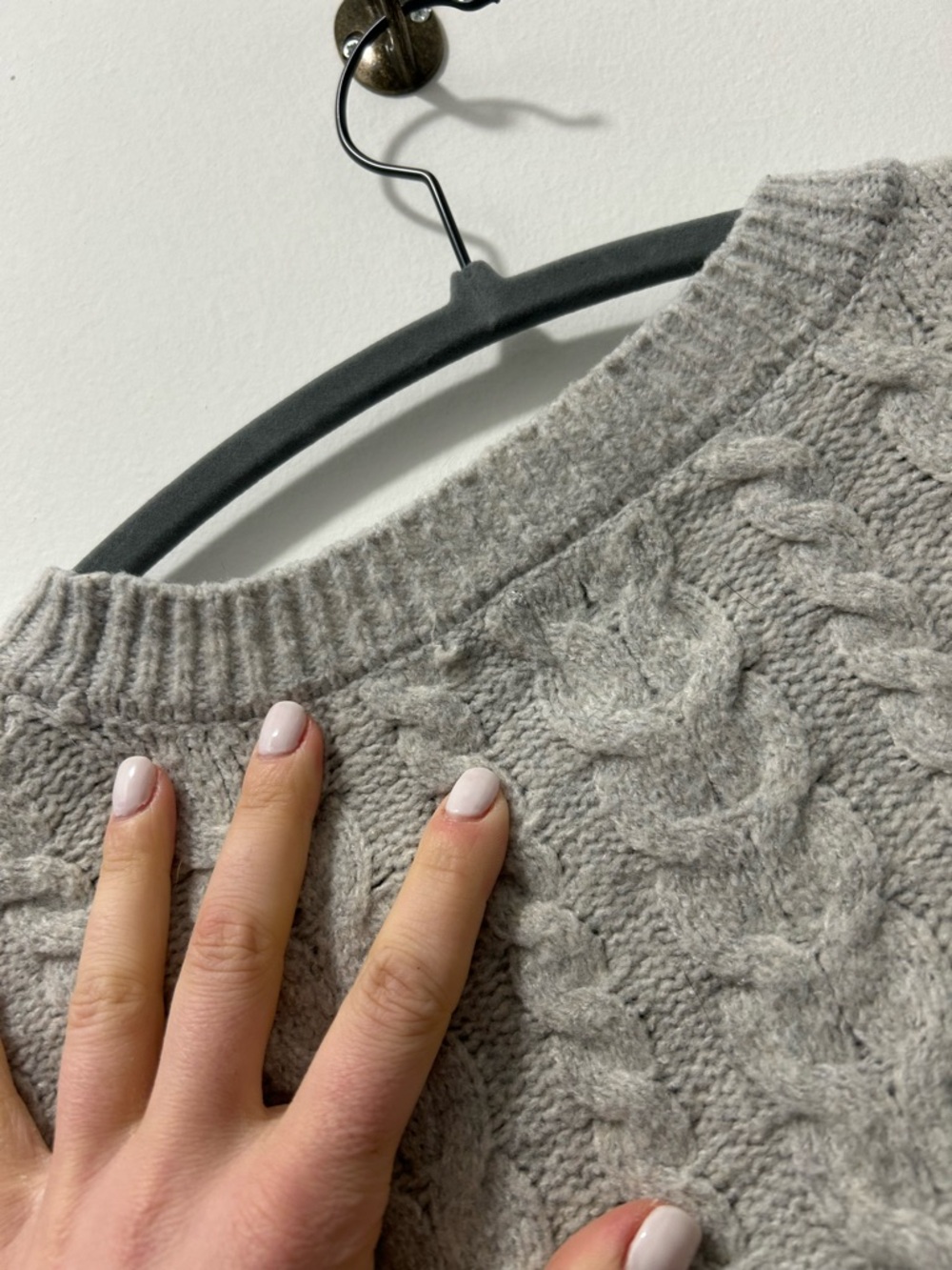 Joie Light Gray Cable Knit Crewneck Sweater - Picture 4 of 5
